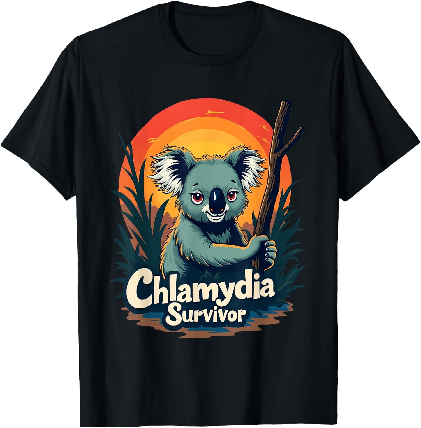 Chlamydia Survivor Funny Adult Joke Retro Vintage Koala Men T-Shirt - T-Shirt | Black