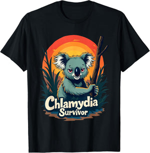 Chlamydia Survivor Funny Adult Joke Retro Vintage Koala Men T-Shirt - T-Shirt | Black