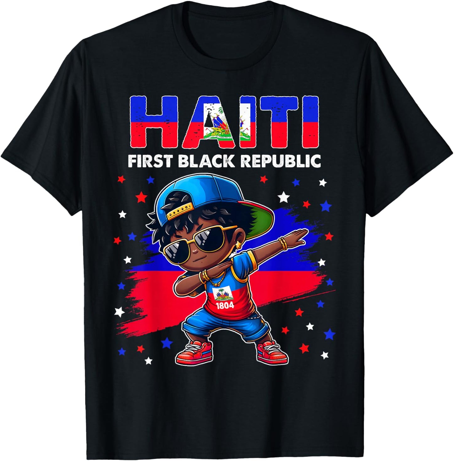 Haiti the First Black Republic 1804 Haiti Flag for kids T-Shirt - T-Shirt | Black
