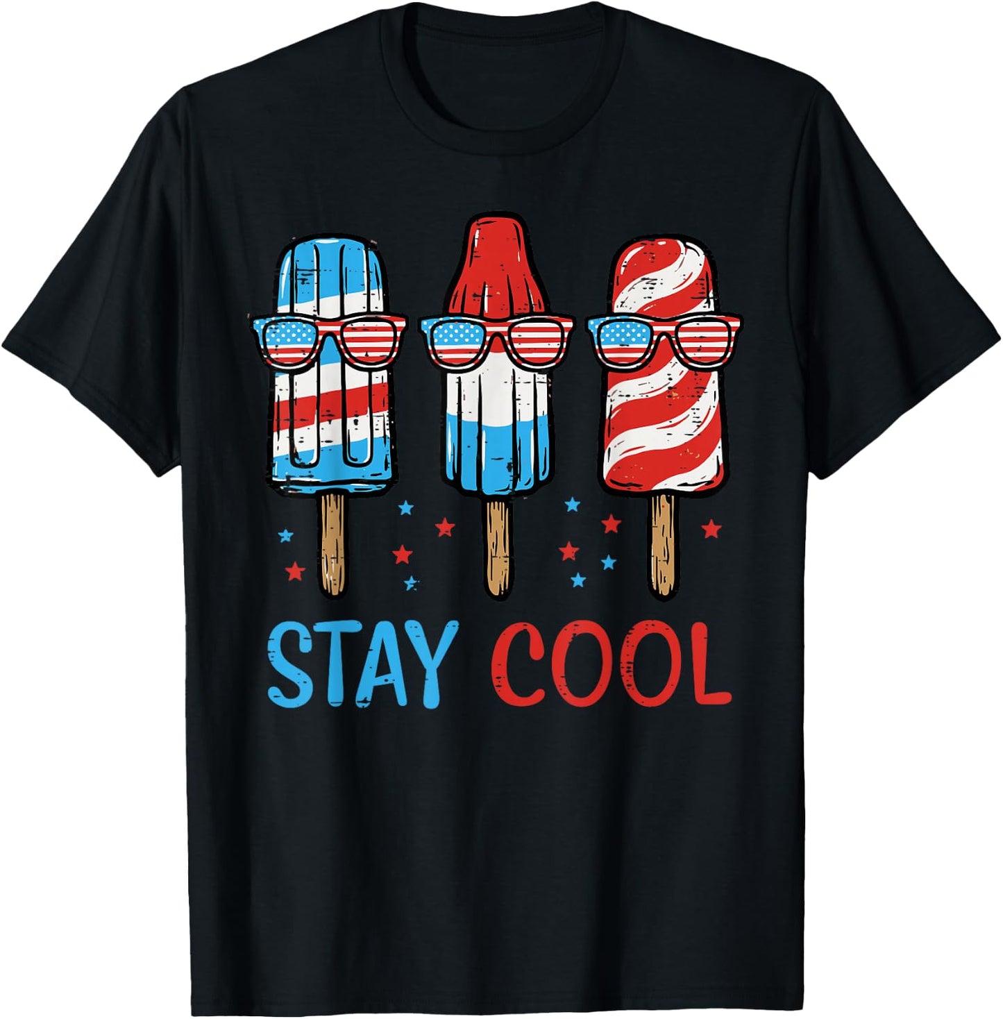 4th of July Popsicles Stay Cool Ice Cream Men Women Kids T-Shirt - T-Shirt | Black