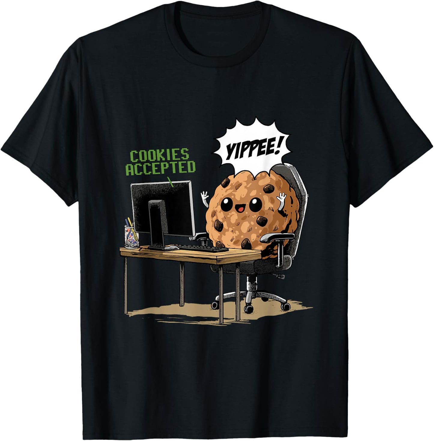 Cookies Accepted Nerd Shirt Funny Computer Internet Coder T-Shirt - T-Shirt | Black