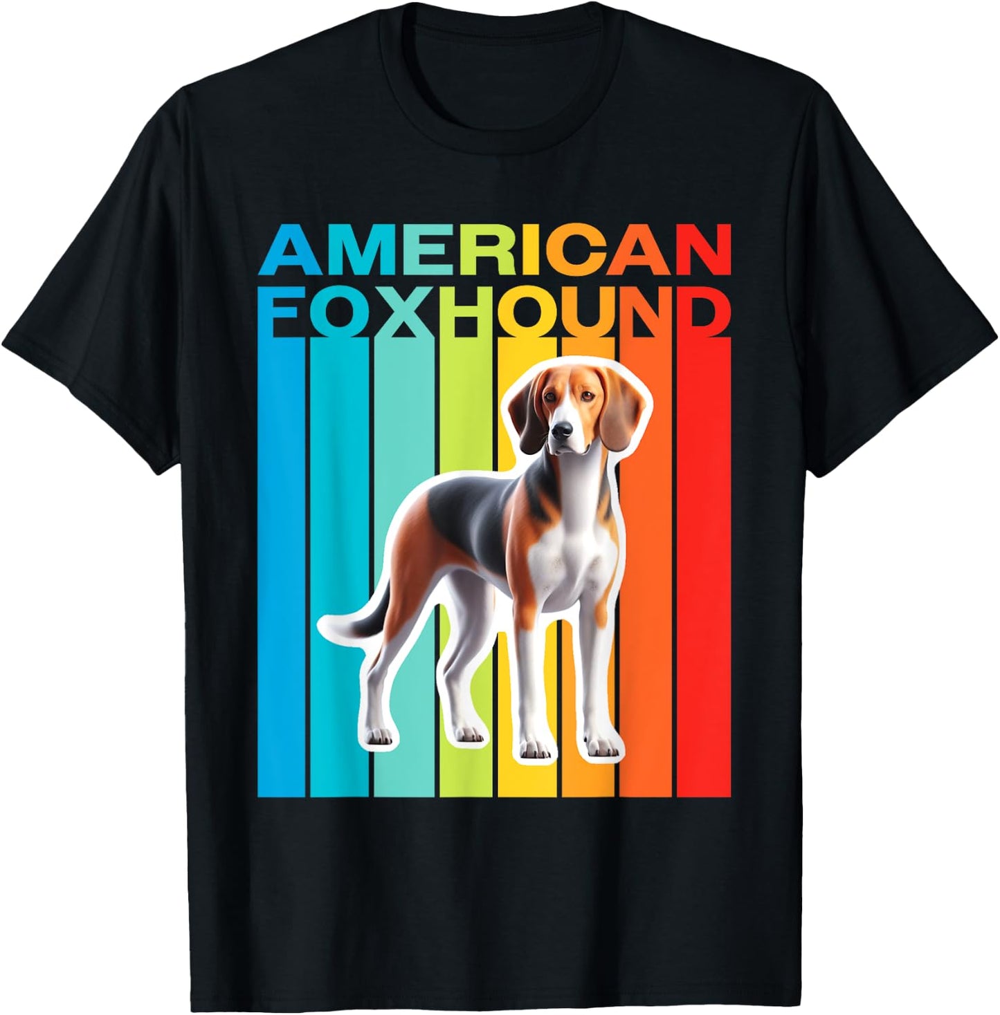 Colorful American Foxhound T-Shirt - T-Shirt | Black