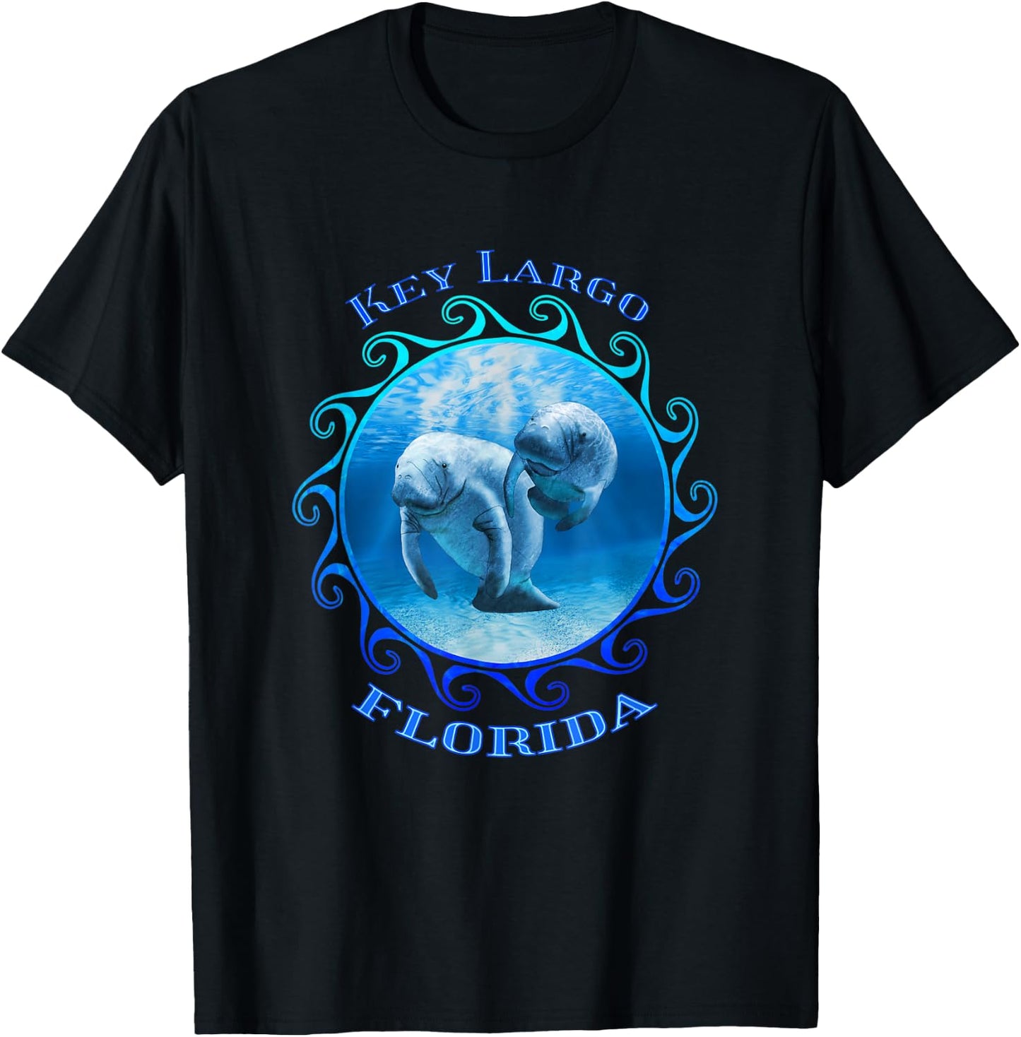 Key Largo Florida Vacation Swimming Manatees T-Shirt - T-Shirt | Black
