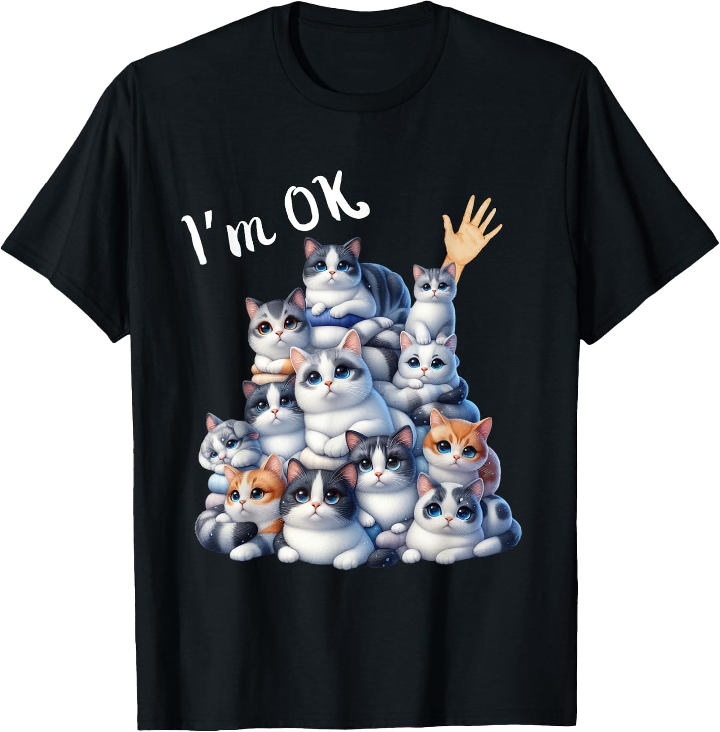 I'm Ok Cat Lover Funny Men Women Girls Kids T-Shirt - T-Shirt | Black