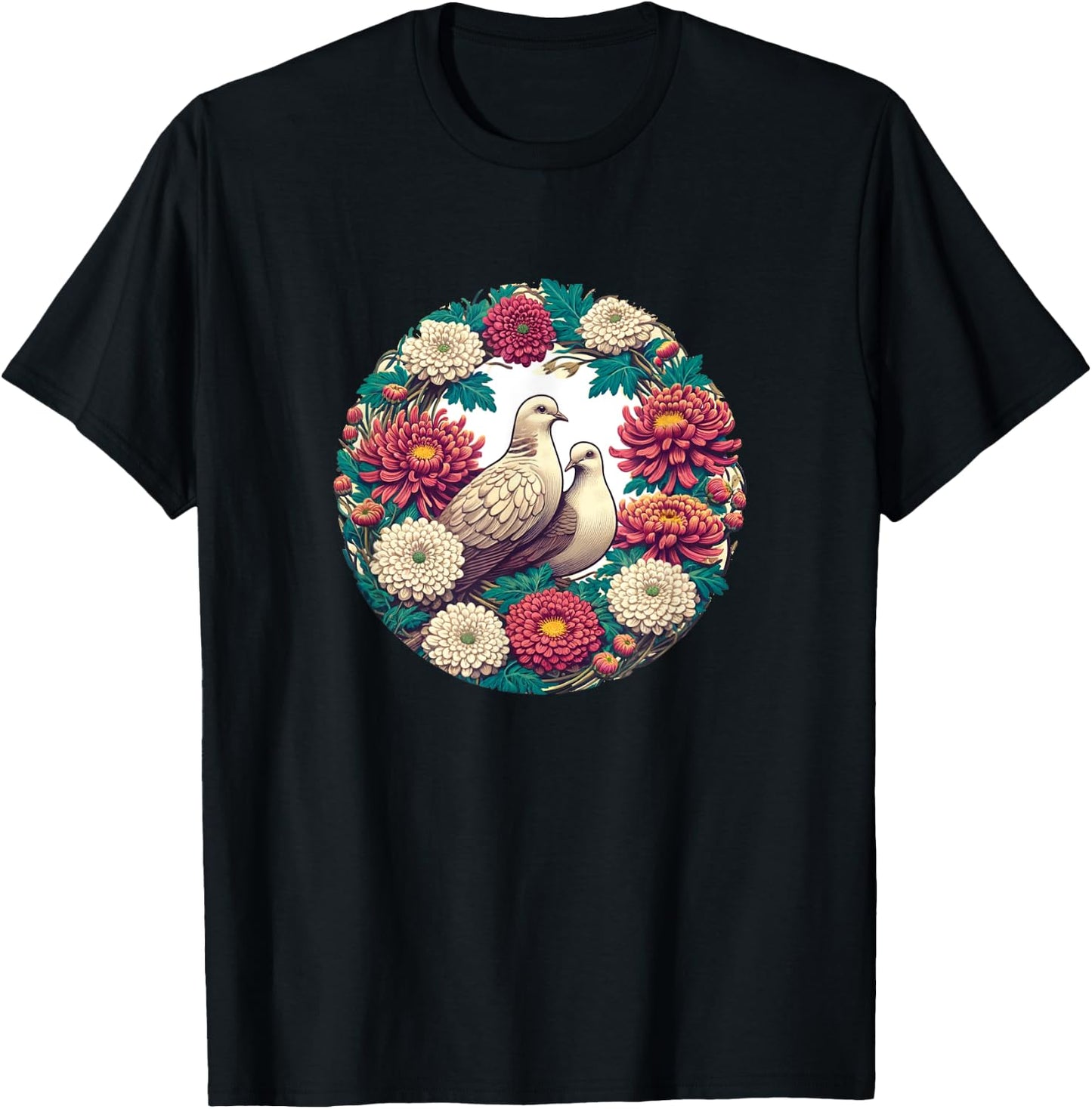 Mourning Doves Art Beautiful Bird Love T-Shirt - T-Shirt | Black