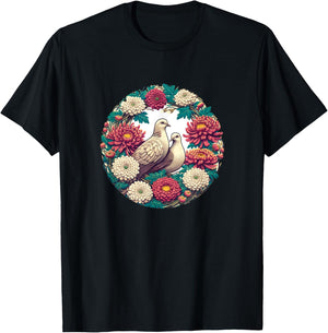 Mourning Doves Art Beautiful Bird Love T-Shirt - T-Shirt | Black