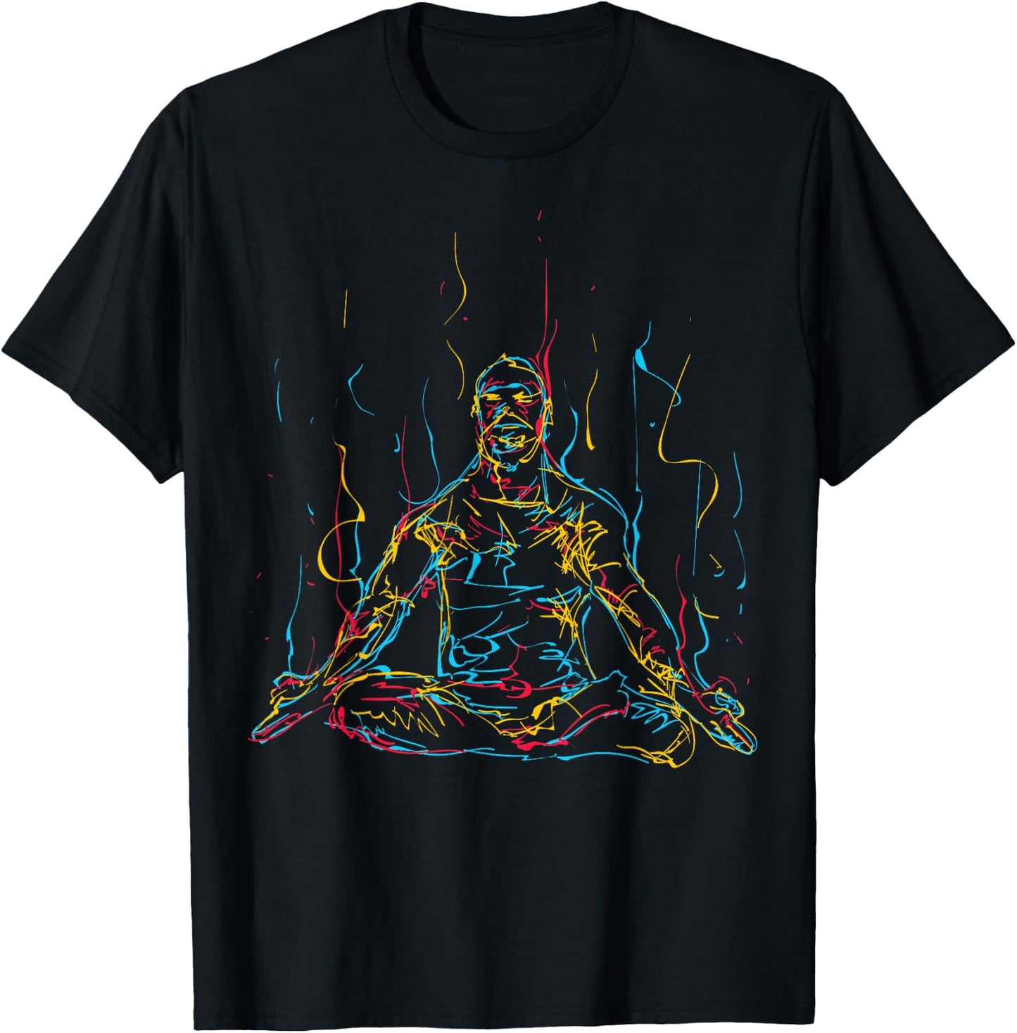 Colorful Abstract Art Meditation Buddha Buddhism T-Shirt - T-Shirt | Black