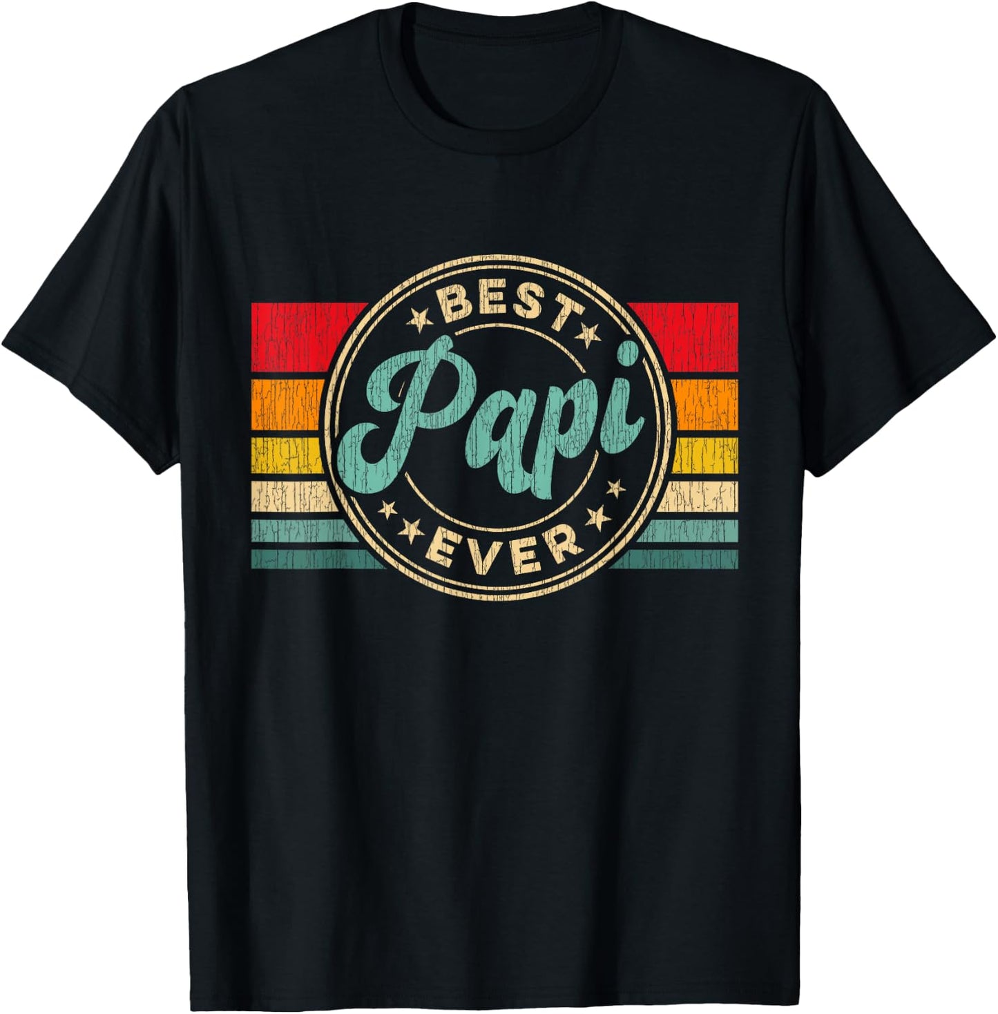 Best Papi Ever Vintage Retro Father's Day Gift T-Shirt - T-Shirt | Black