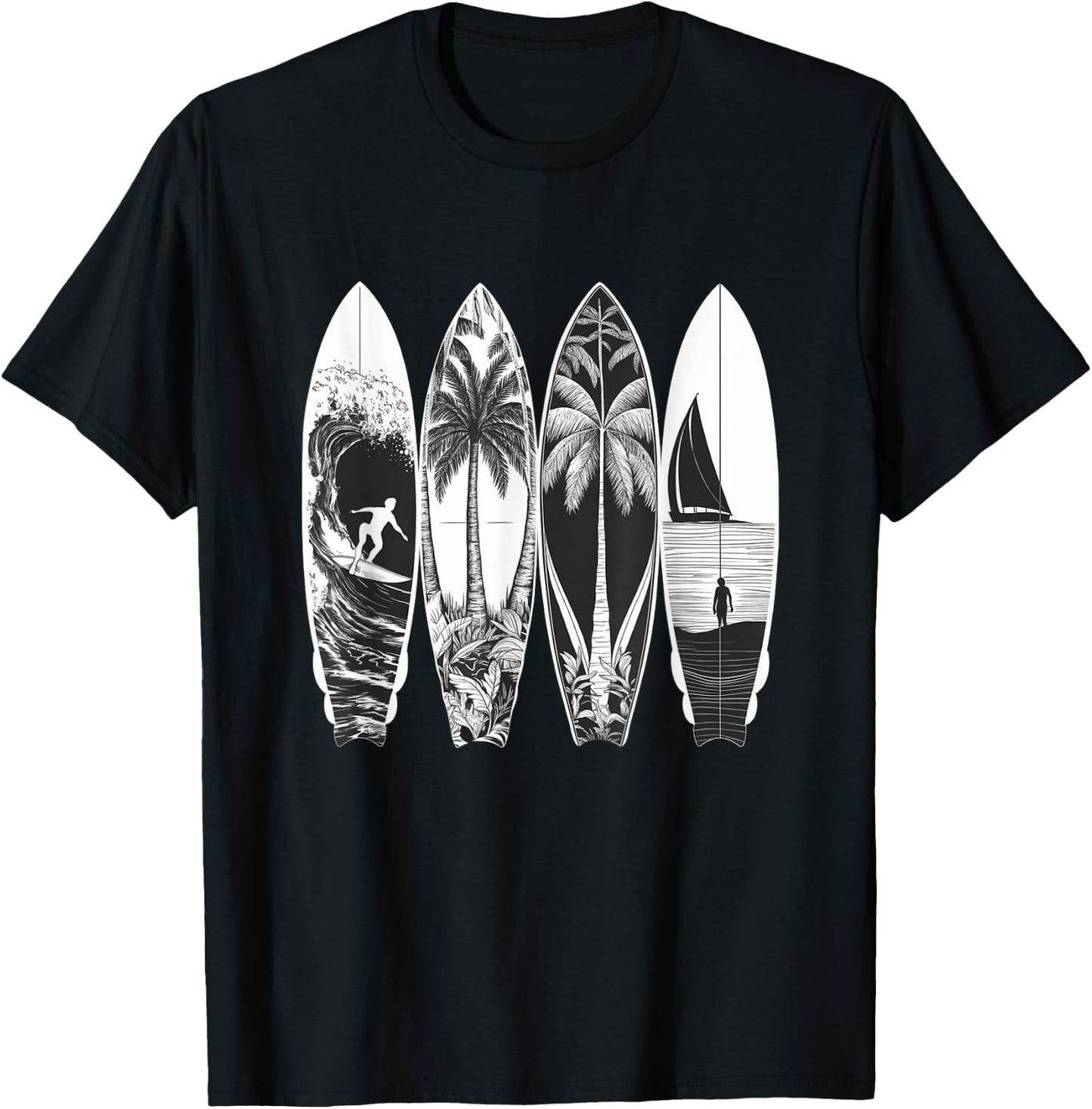 Vintage Surfer Classic Surfing Retro Surfboard Surfboarder T-Shirt - T-Shirt | Black