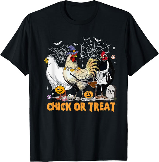 Funny Chicken Halloween Costume Spooky Season Chickens Witch T-Shirt - T-Shirt | Black