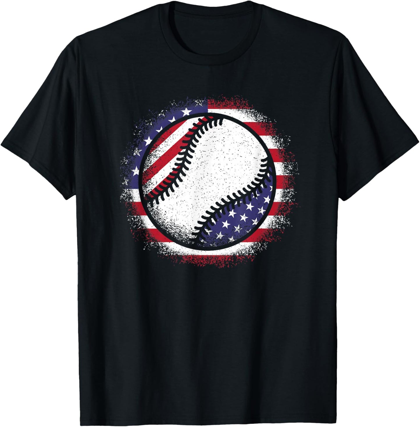 Baseball American Flag Vintage Baseball Lover Men Women Kids T-Shirt - T-Shirt | Black
