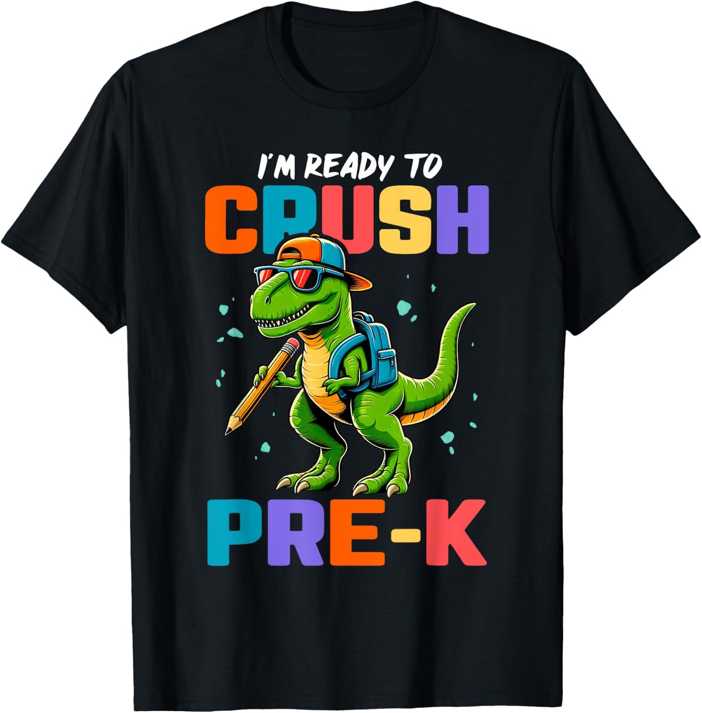 First Day Of Pre-K Shirt Boys Kids Dinosaur Back To School T-Shirt - T-Shirt | Black