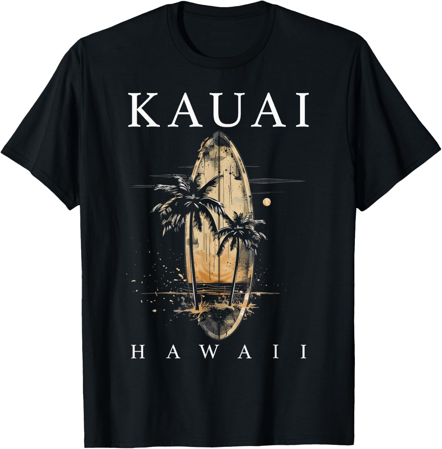 Kauai Hawaii Surf Hawaiian Vintage Surfing Surfer T-Shirt - T-Shirt | Black