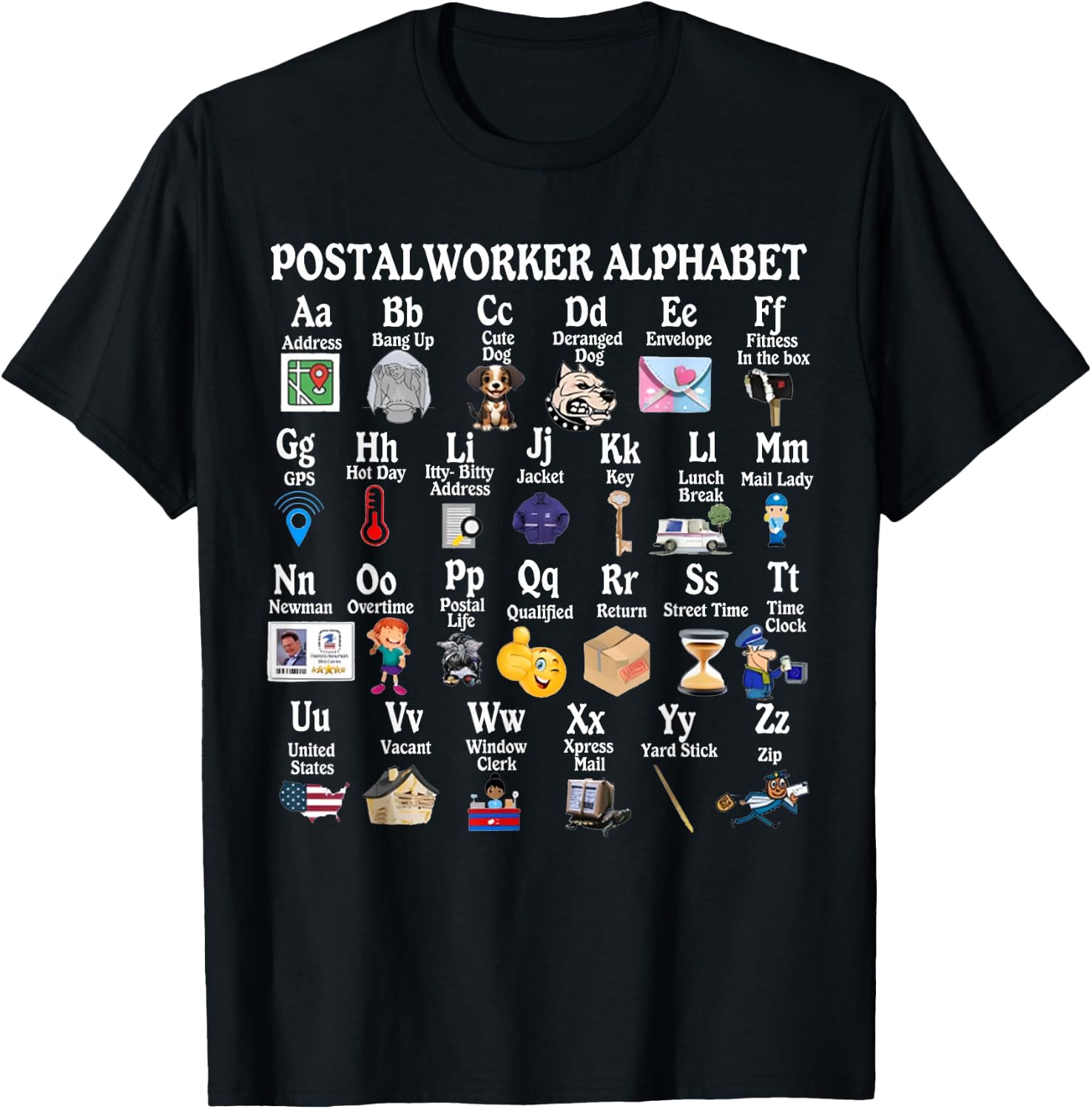 Mailed it Postal Worker Gifts Funny Alphabet Post Office Delivery Mailman T-Shirt - T-Shirt | Black