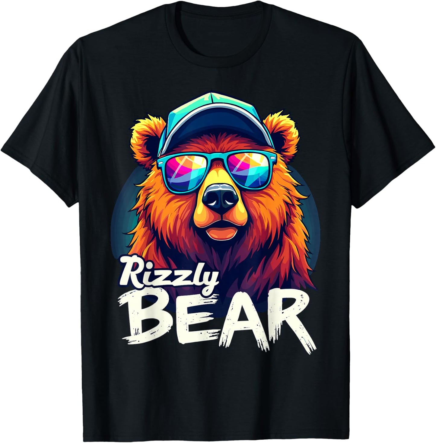 Rizzly Bear Grizzly Bear with Sunglasses T-Shirt - T-Shirt | Black