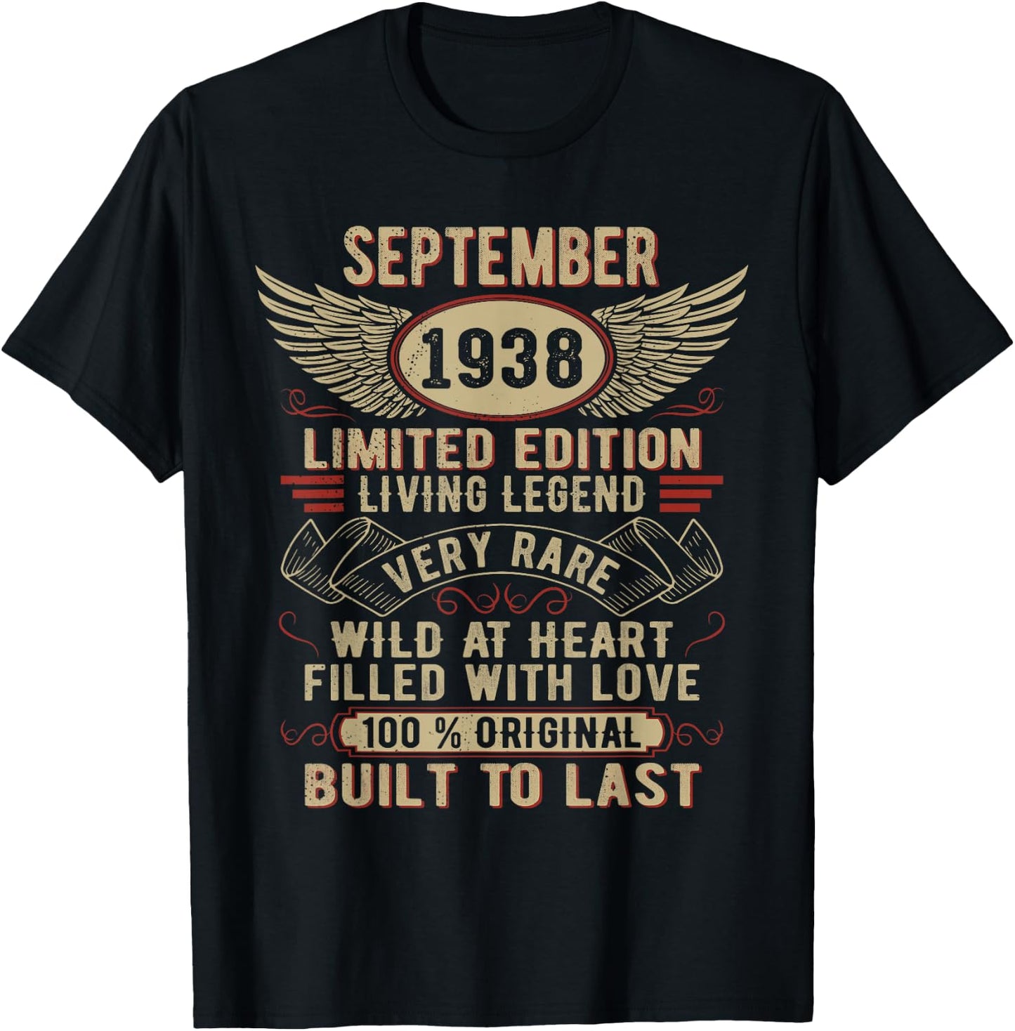 Legend Born In September 1938 Vintage Birthday T-Shirt - T-Shirt | Black