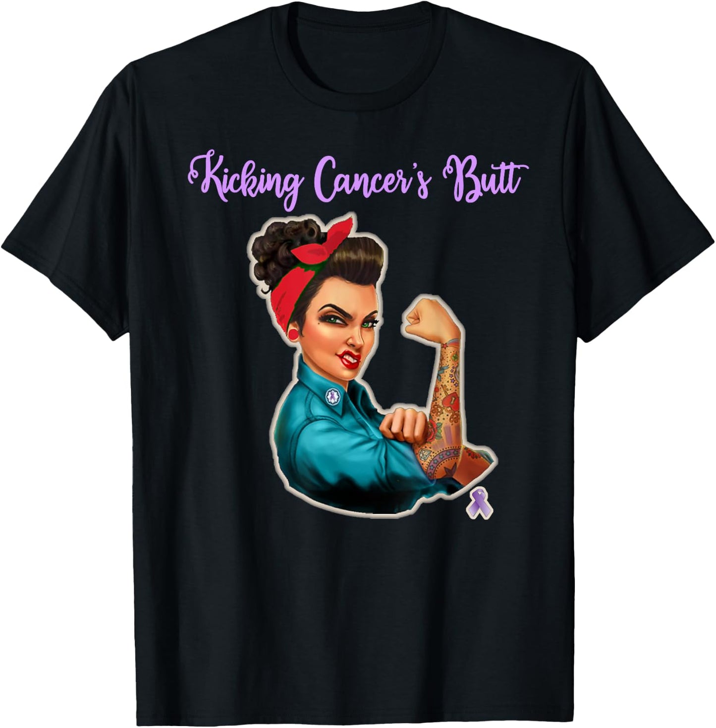 Kicking Cancers Butt Cancer Patients T-Shirt - T-Shirt | Black