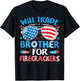 Will Trade Brother for Firecrackers Funny 4th of July Kids T-Shirt - T-Shirt | Black