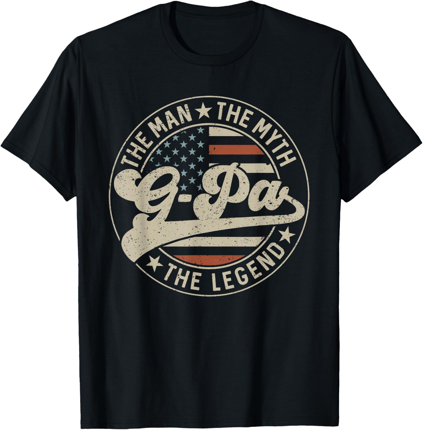 G-pa The Man The Myth The Legend Us Flag Father's Day T-Shirt - T-Shirt | Black