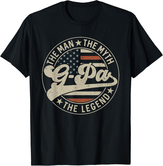 G-pa The Man The Myth The Legend Us Flag Father's Day T-Shirt - T-Shirt | Black