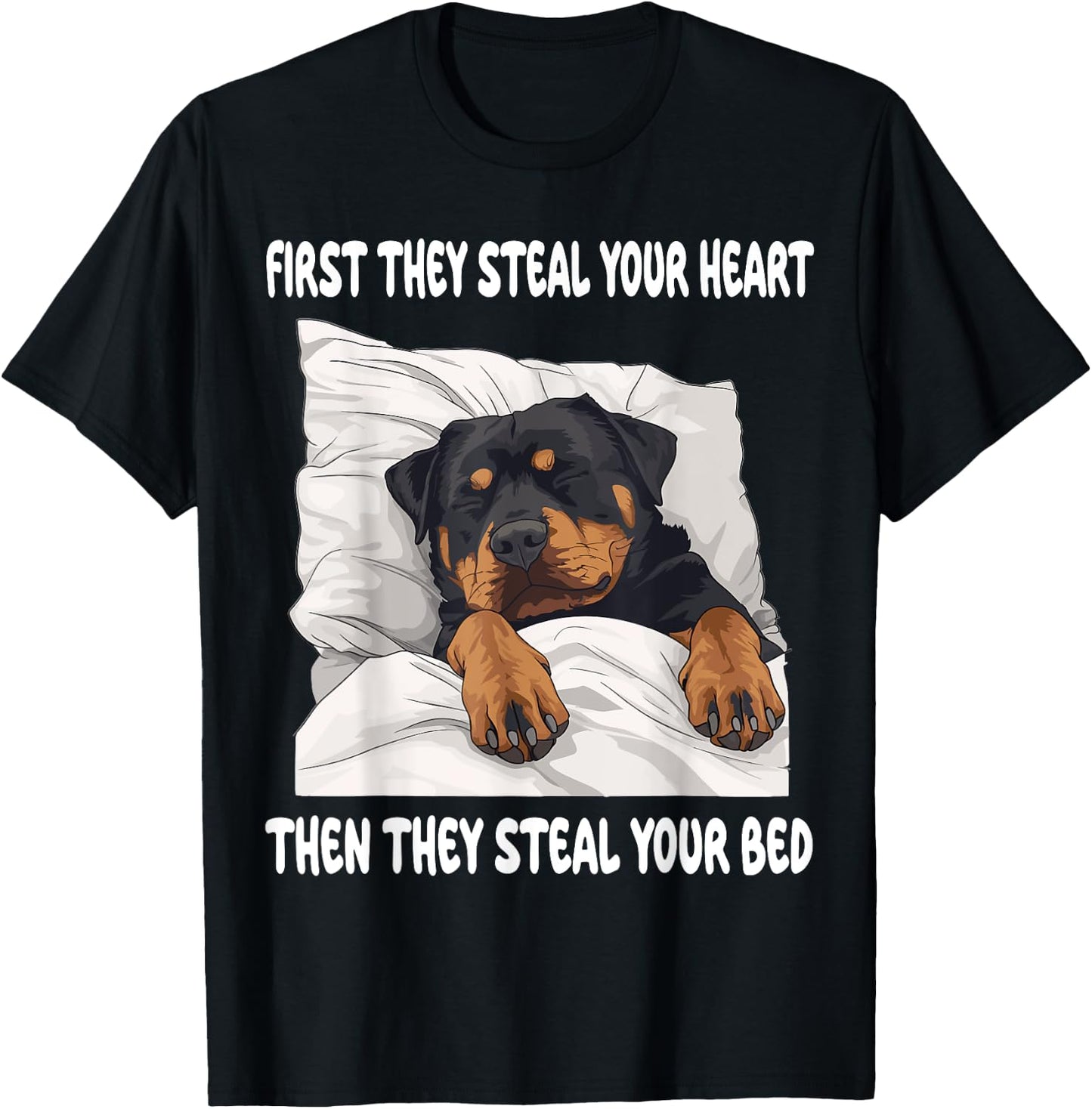 Rottweiler Sleeping Pajamas Nightgown T-Shirt - T-Shirt | Black