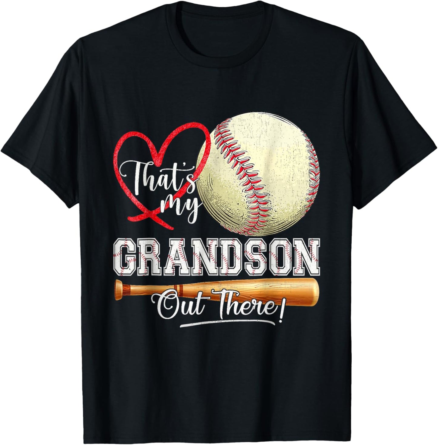 That's My Grandson Out There Baseball Grandma Mother's Day T-Shirt - T-Shirt | Black