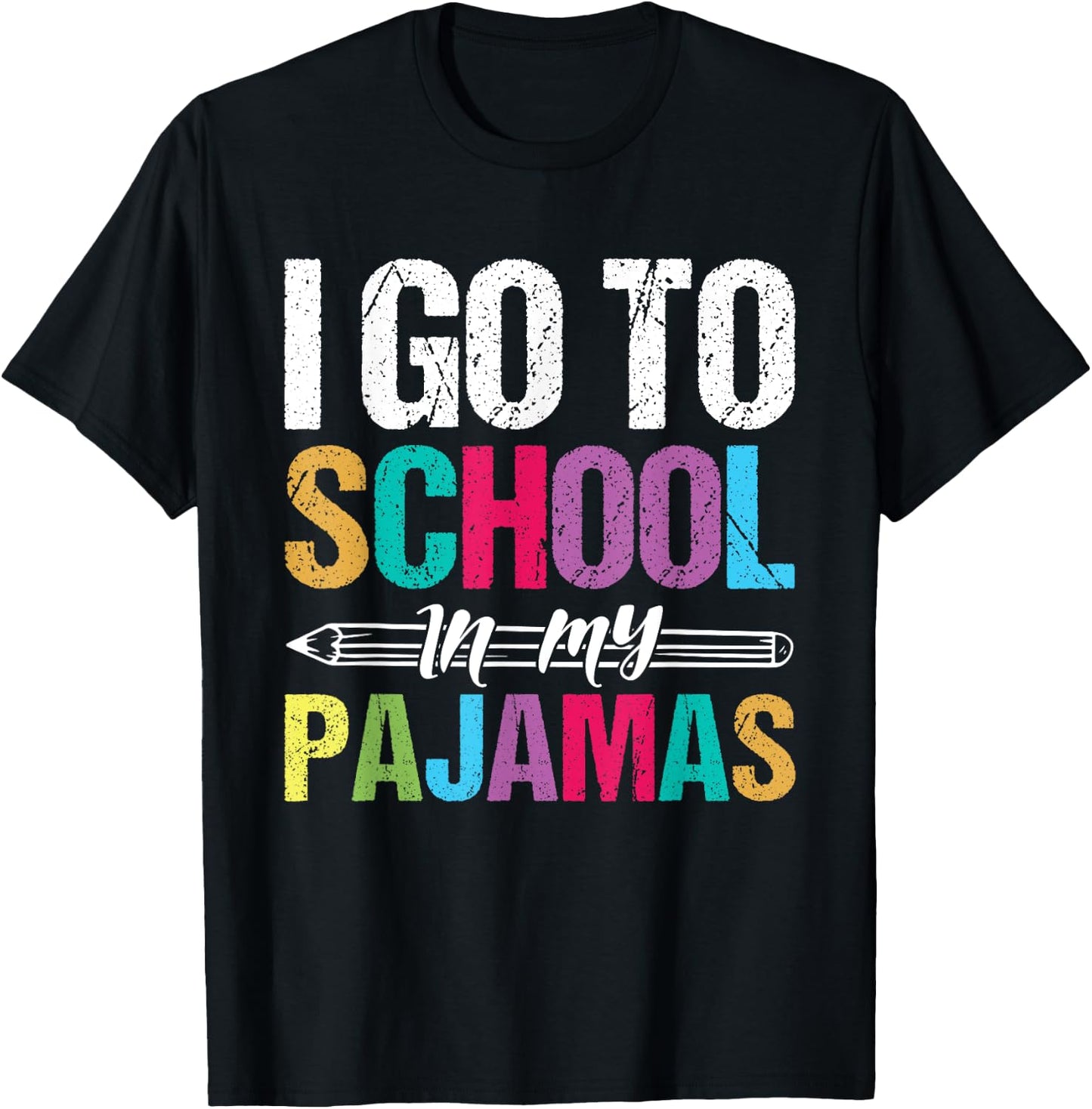 I Go To School In My Pajamas Online Teacher Home Schooling Women Girls Kids T-Shirt - T-Shirt | Black