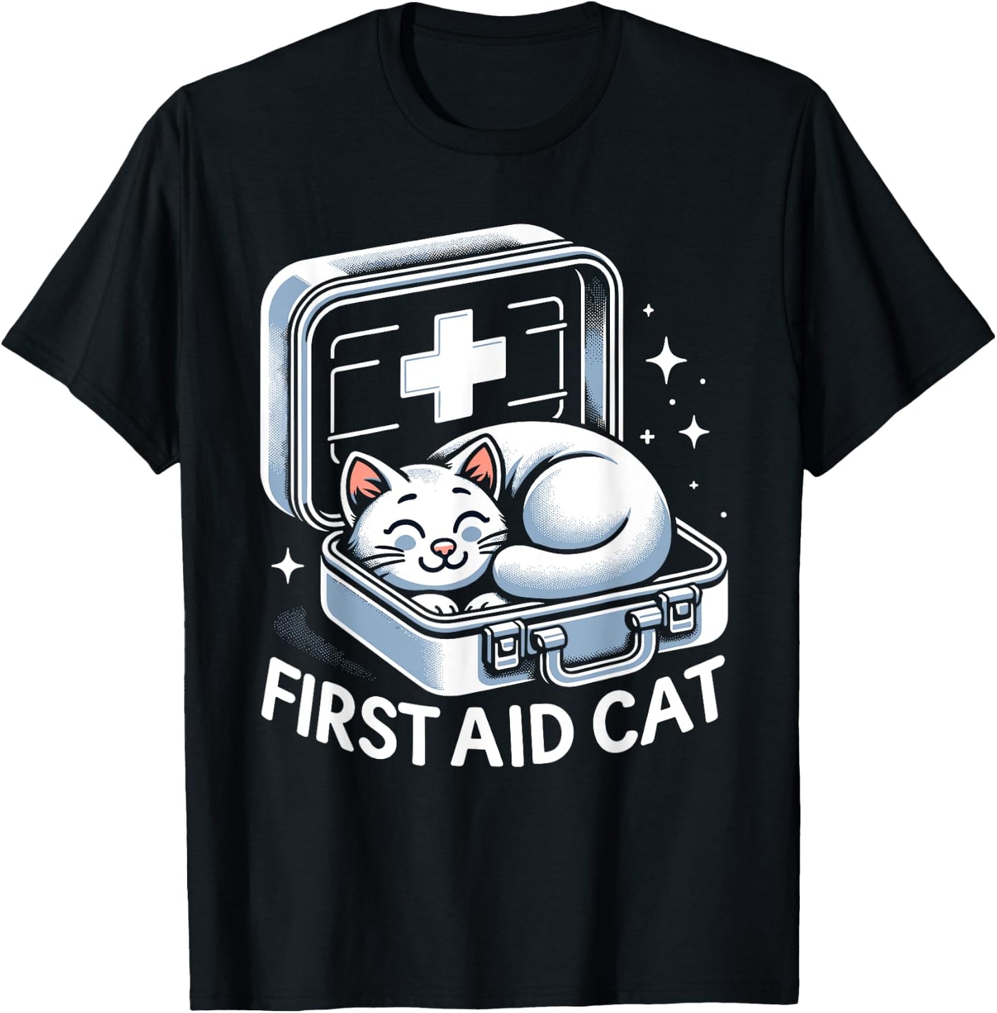 First Aid Cat Pun Nurse Doctor Healthcare Novelty Funny Cat Women Kids T-Shirt - T-Shirt | Black