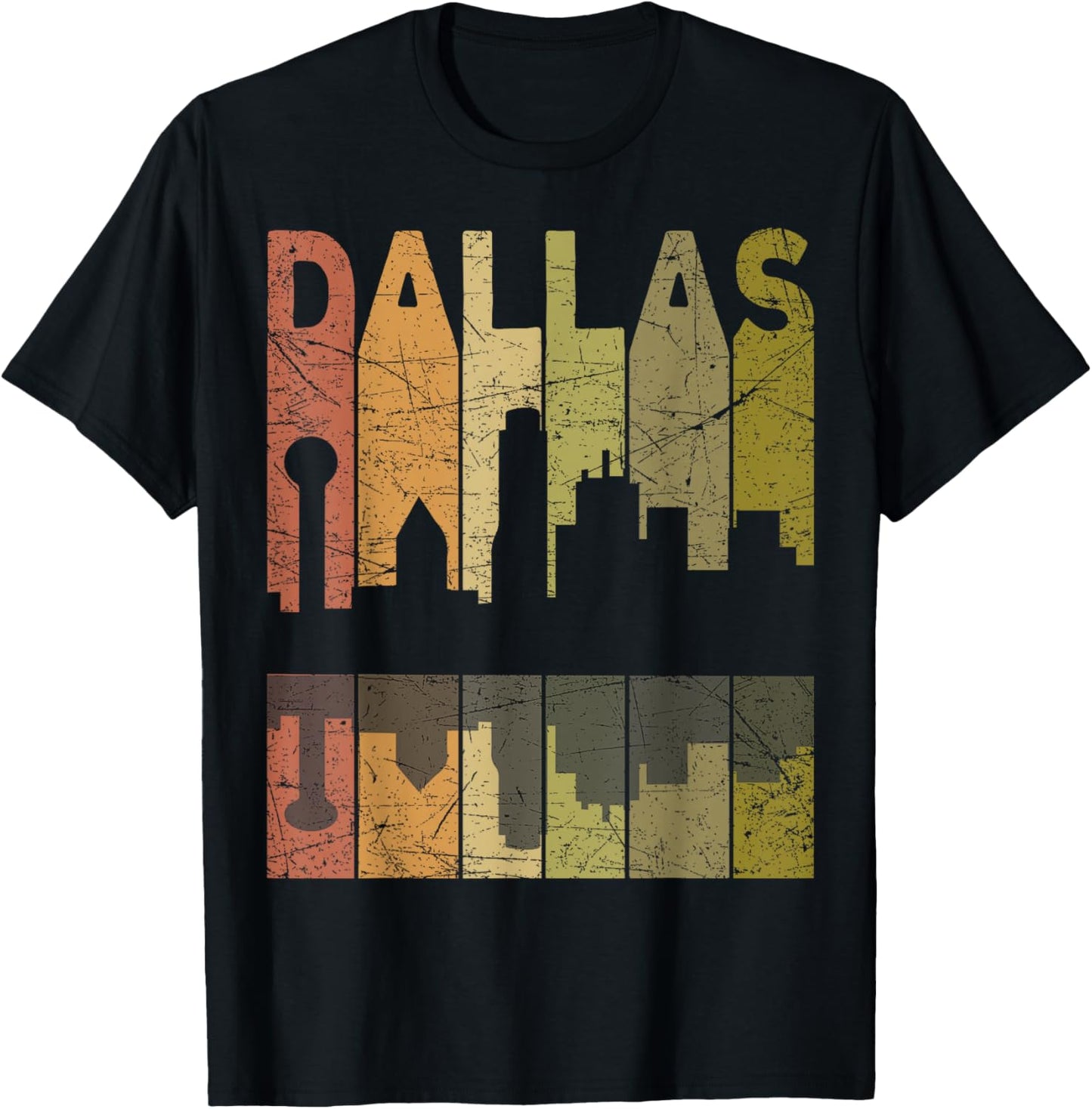 Dallas Vintage Dallas Texas Retro Dallas Skyline T-Shirt - T-Shirt | Black