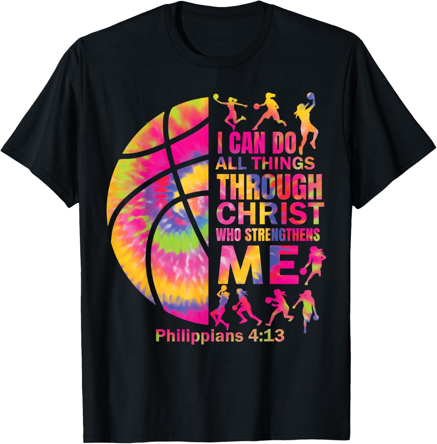 Girls Christian Basketball Women Teen Kid Christ Bible Verse T-Shirt - T-Shirt | Black