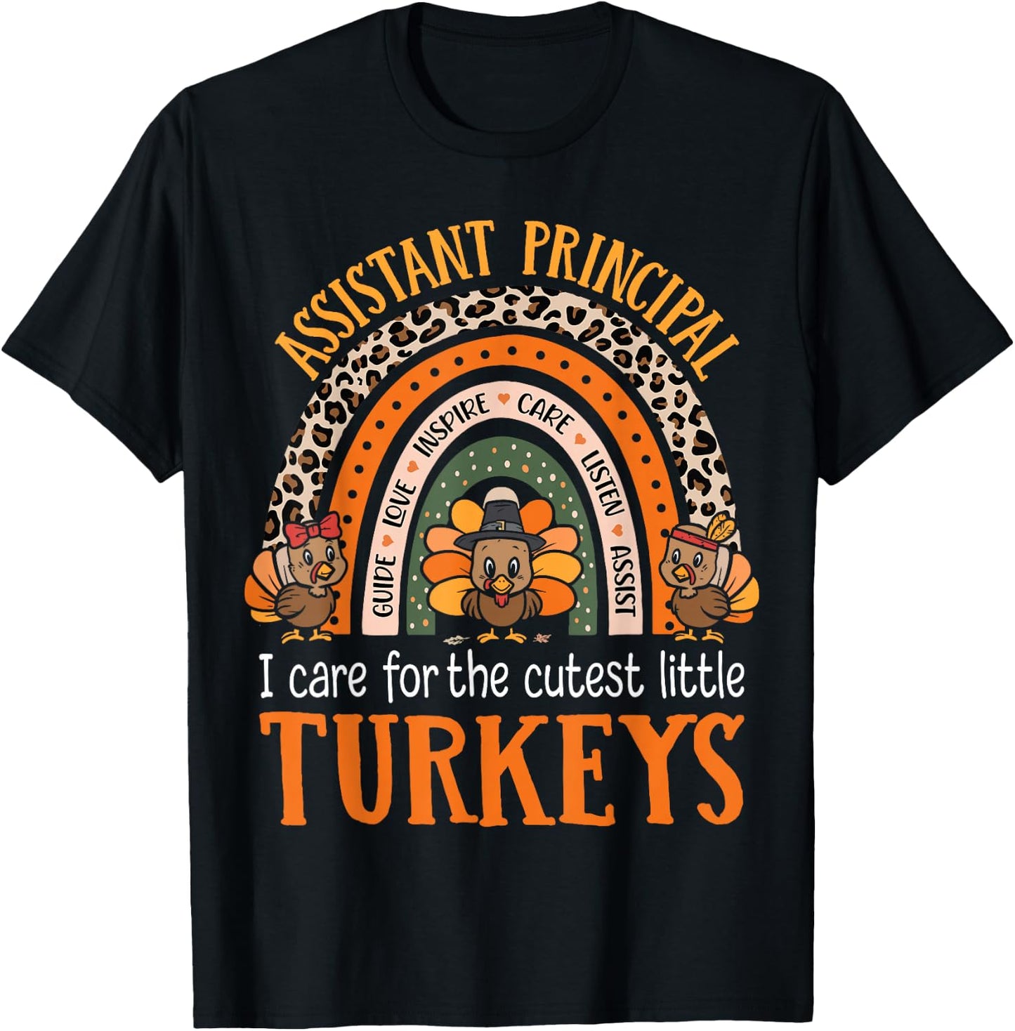 Funny Assistant Principal Turkeys Thanksgiving Front Office T-Shirt - T-Shirt | Black