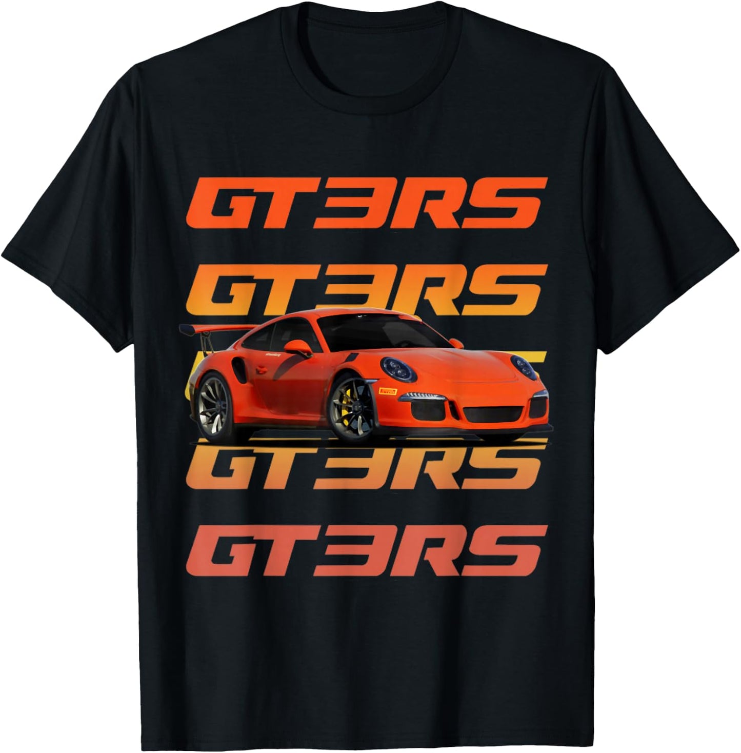 CLICK FOR MORE GT3RS GT3RS , Adult, , Short Sleeve, Black, Small, Retro, Polyester, Machine Wash, , Classic Fit, Distressed Design, Color-Variant Fabric T-Shirt - T-Shirt | Black
