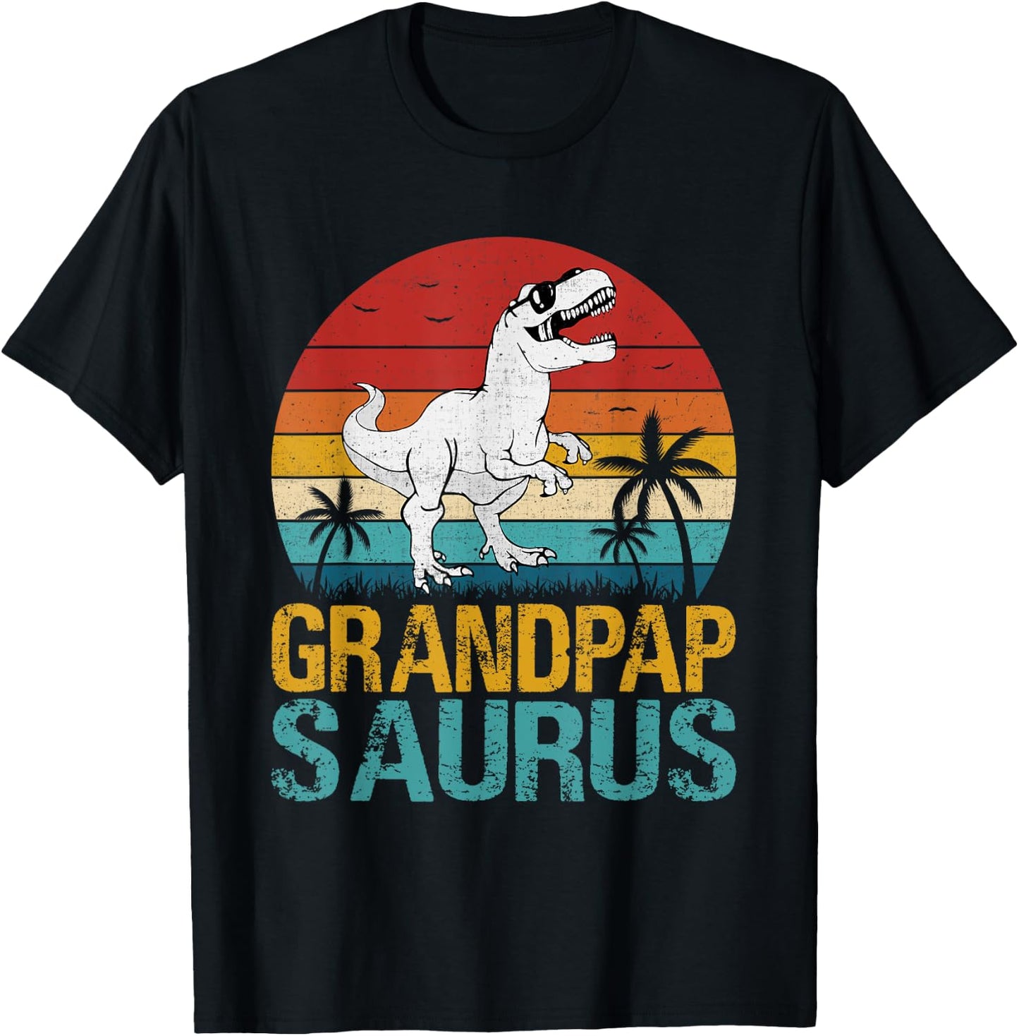Vintage Grandpap Saurus T Rex Dinosaur Gifts For Fathers Day T-Shirt - T-Shirt | Black