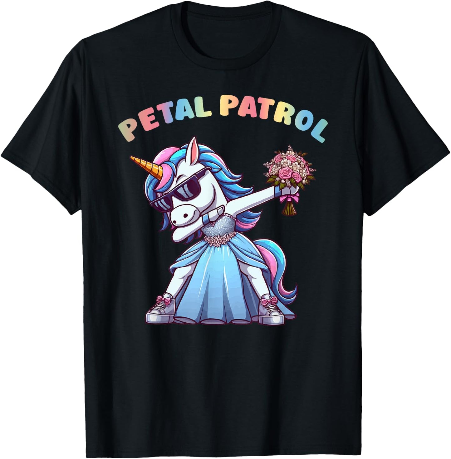 Wedding Petal Patrol Flower Girl Unicorn Bridesmaid T-Shirt - T-Shirt | Black
