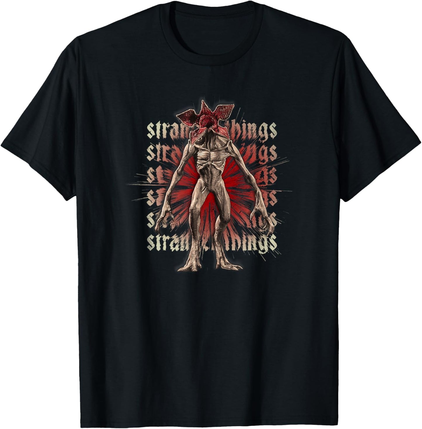 Stranger Things 4 Demogorgon Red Stacks T-Shirt - T-Shirt | Black
