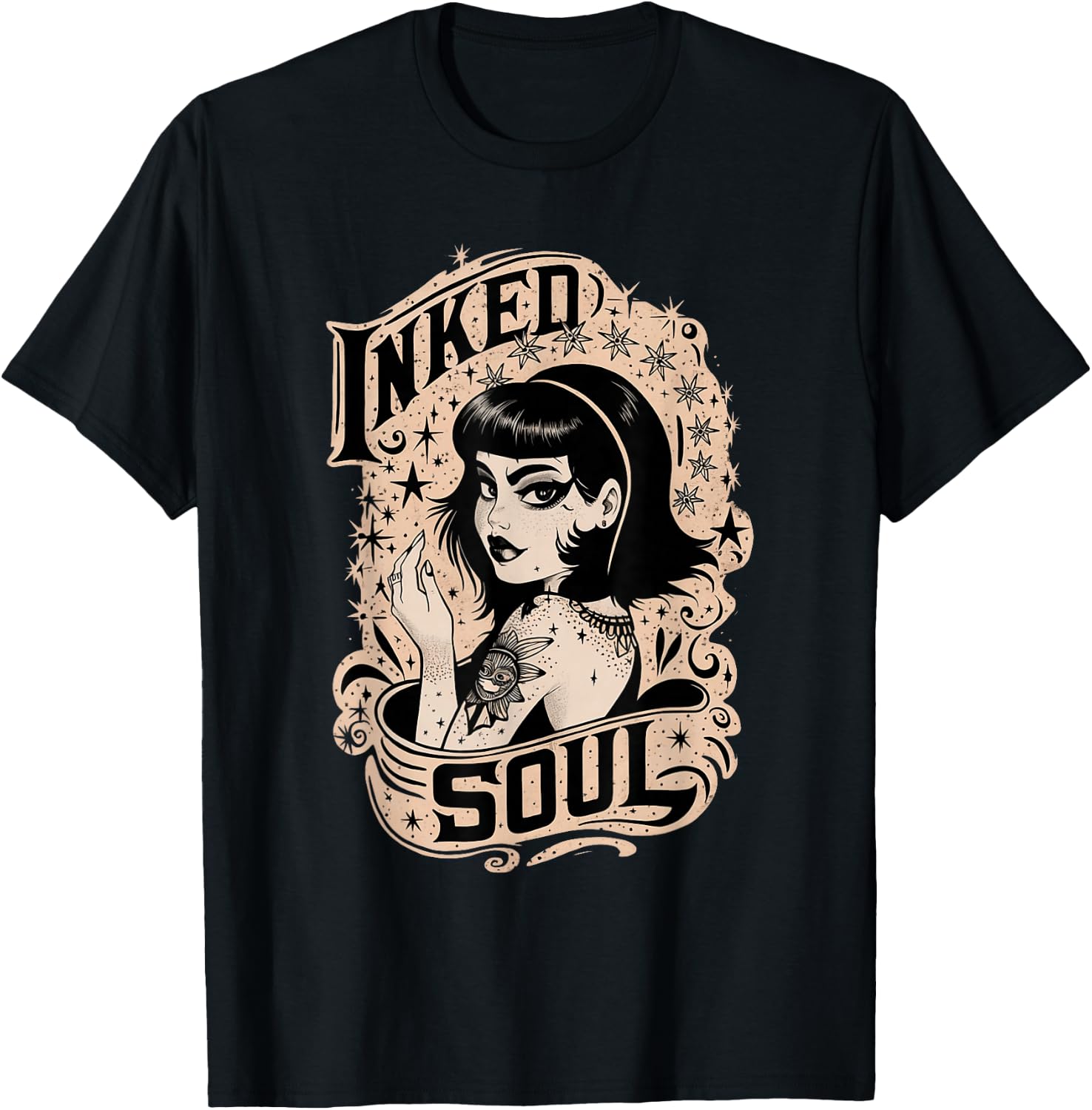 Vintage Tattoo Goth Girl Inked Soul T-Shirt - T-Shirt | Black