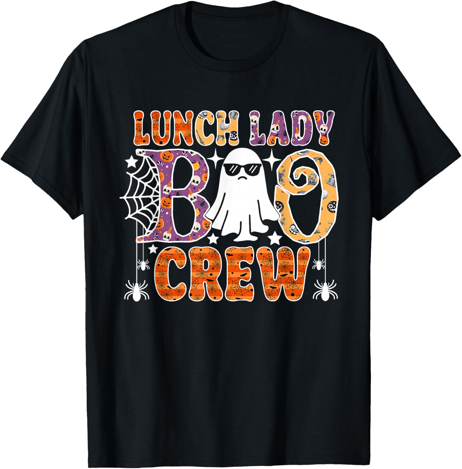 Lunch Lady Boo Crew Cute Ghost Halloween Costume T-Shirt - T-Shirt | Black