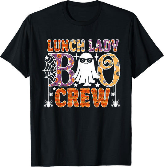 Lunch Lady Boo Crew Cute Ghost Halloween Costume T-Shirt - T-Shirt | Black