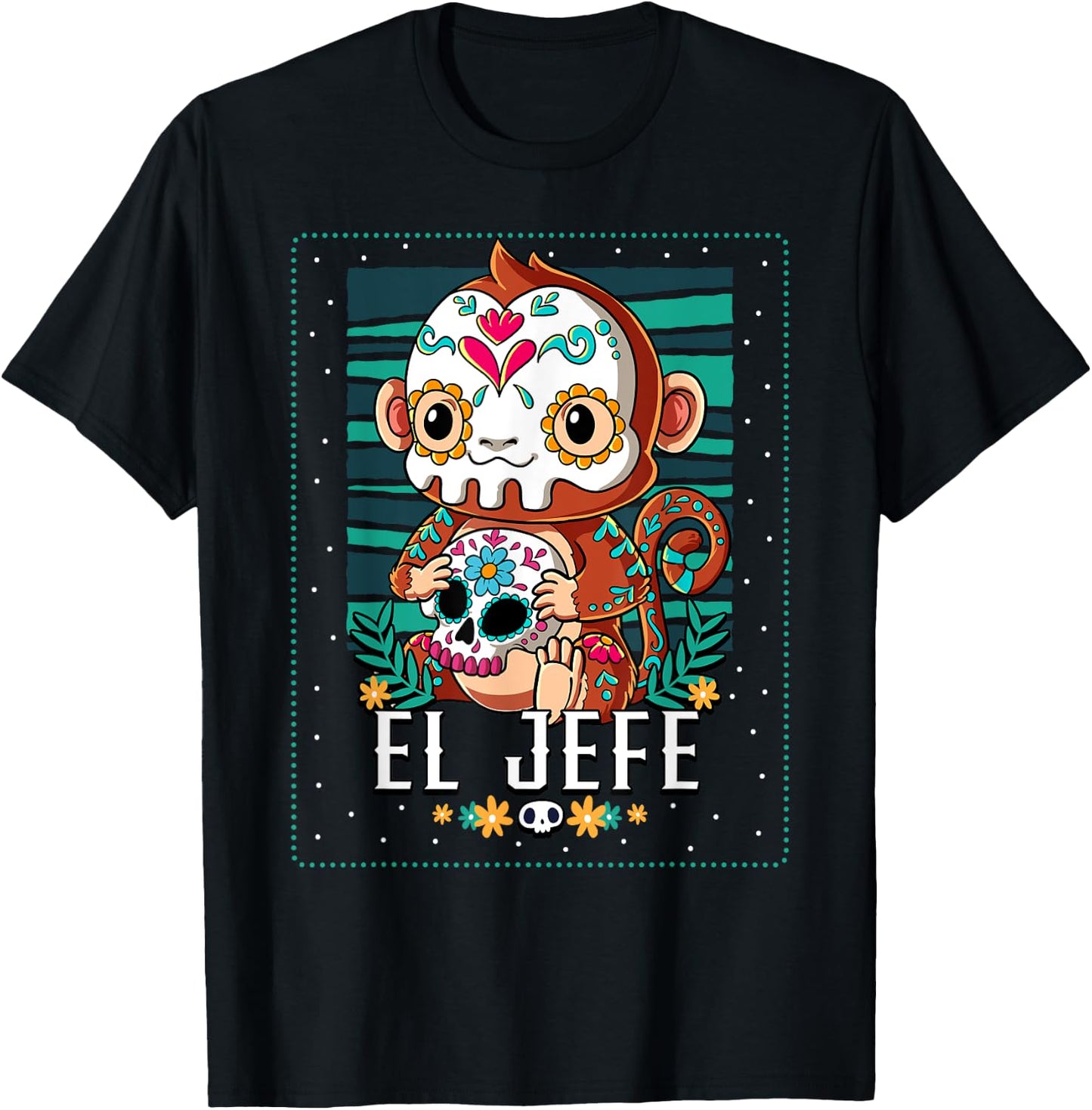 El Jefe Dia De Los Muertos Monkey T-Shirt - T-Shirt | Black
