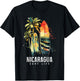 Nicaragua Nica Surf Vintage Surfing Surfer T-Shirt - T-Shirt | Black