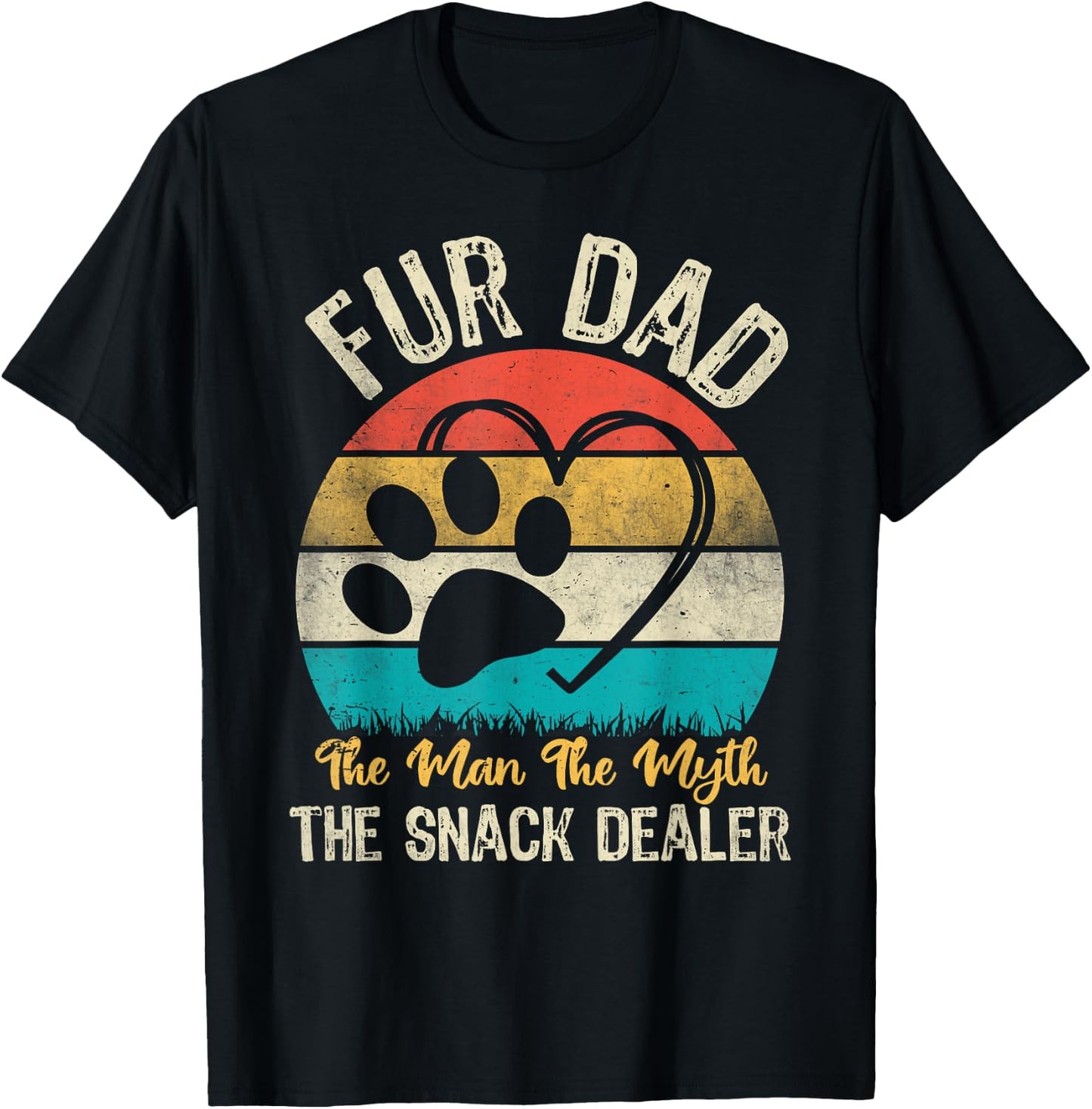 Retro Fur Dad The Man The Myth The Snack Dealer Dog Dad T-Shirt - T-Shirt | Black