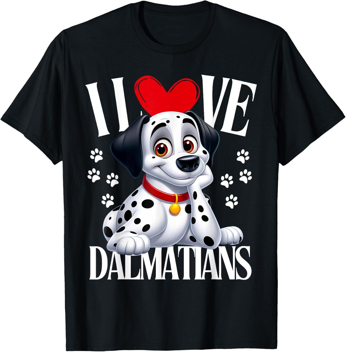 Funny Dalmatian.I Love Dalmatians.Cartoon Dog.Men Women Kids T-Shirt - T-Shirt | Black