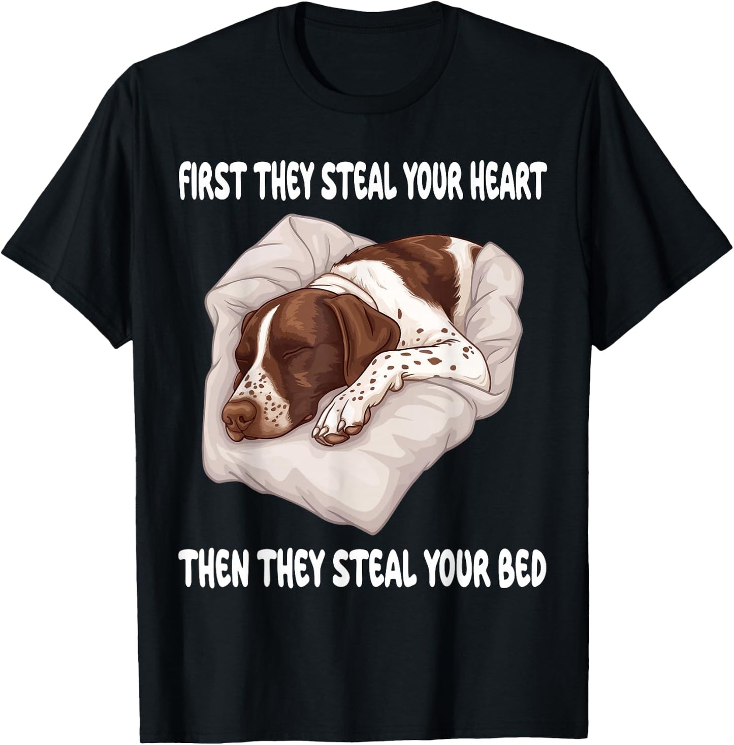 German Shorthaired Pointer Sleeping Pajamas Nightgown T-Shirt - T-Shirt | Black