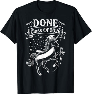 Done Class of 2026 Graduate Unicorn Graduation Women Girls T-Shirt - T-Shirt | Black