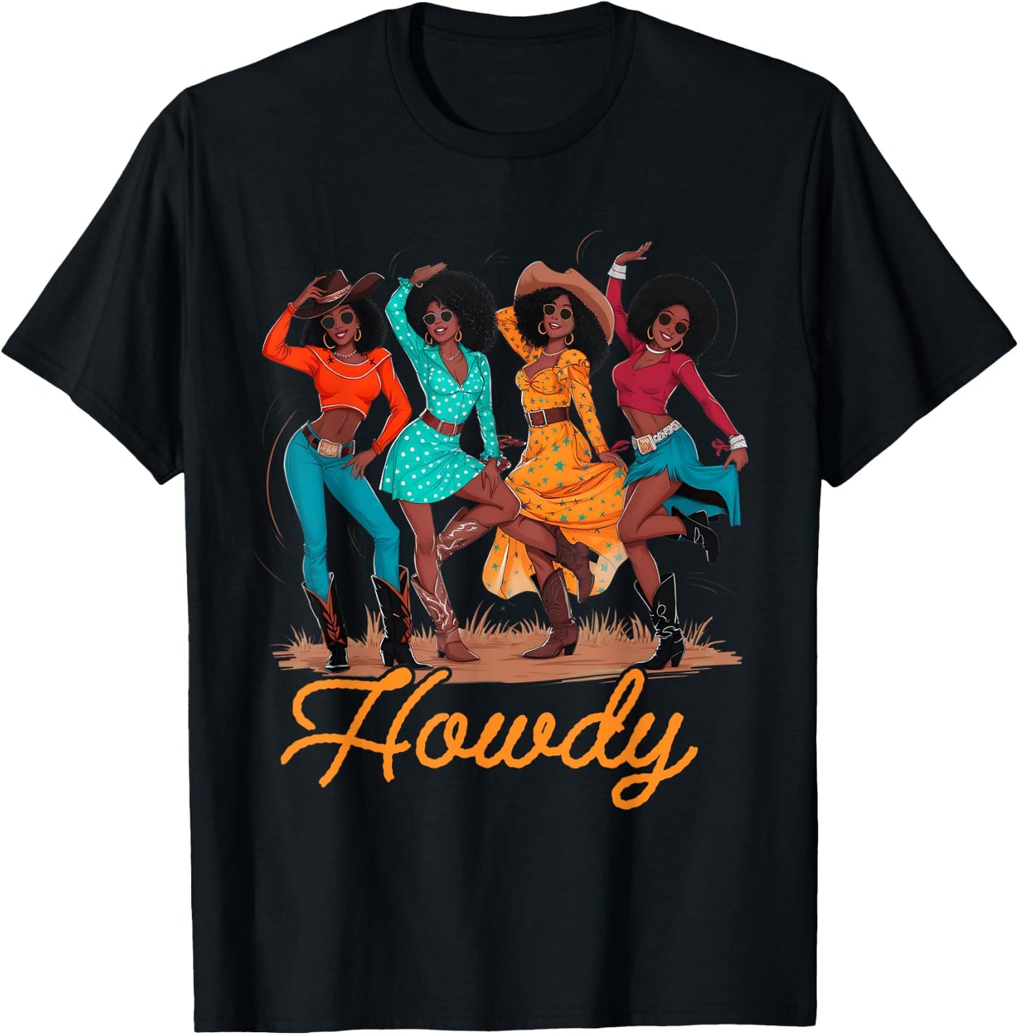 Black Cowgirls Line Dance Western Rodeo Country Music Texas T-Shirt - T-Shirt | Black