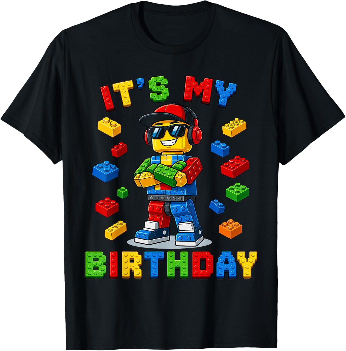 Cute It's My Birthday Building Kids Birthday Boy Party T-Shirt - T-Shirt | Black