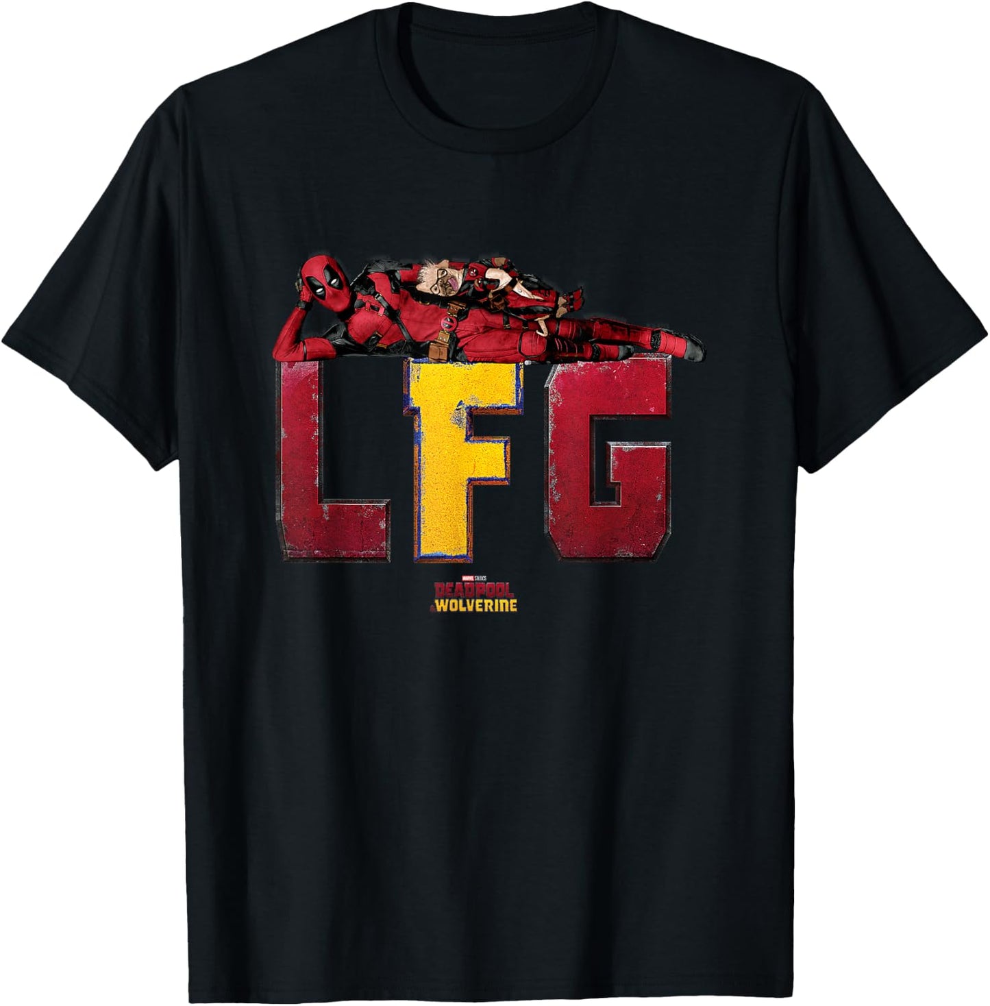 Marvel Deadpool & Wolverine LFG Deadpool & Dogpool Chilling T-Shirt - T-Shirt | Black