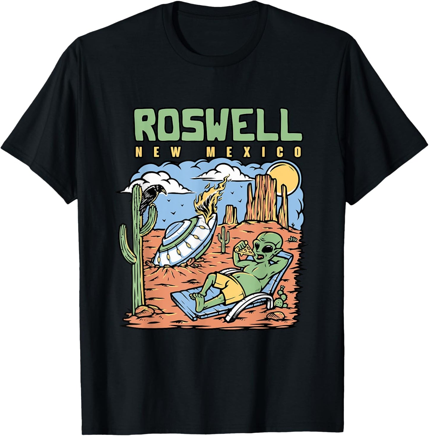 Funny Alien Vacation In Roswell New Mexico Desert T-Shirt - T-Shirt | Black