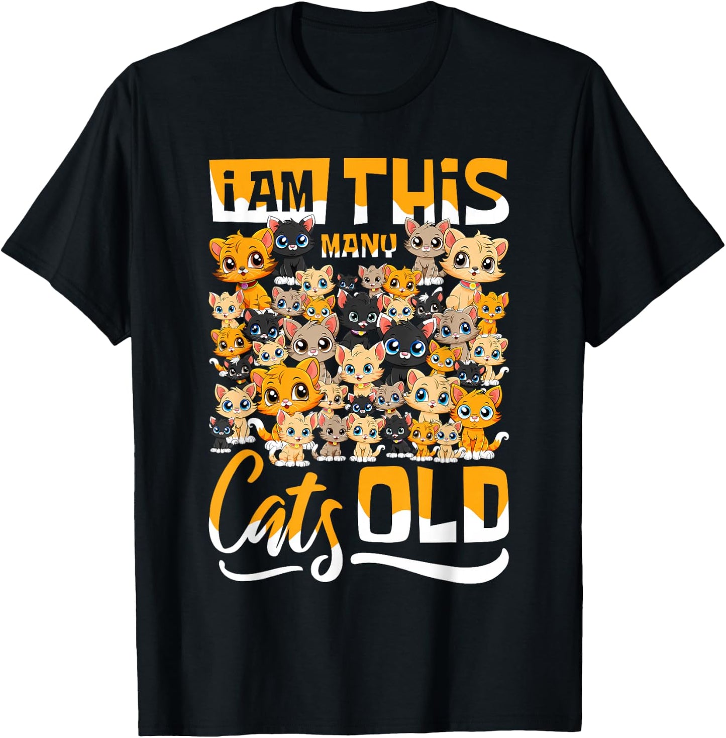 Fortieth Birthday - 40th Forty Years Old Birthday 40 Cats T-Shirt - T-Shirt | Black