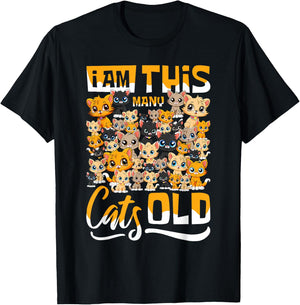 Fortieth Birthday - 40th Forty Years Old Birthday 40 Cats T-Shirt - T-Shirt | Black